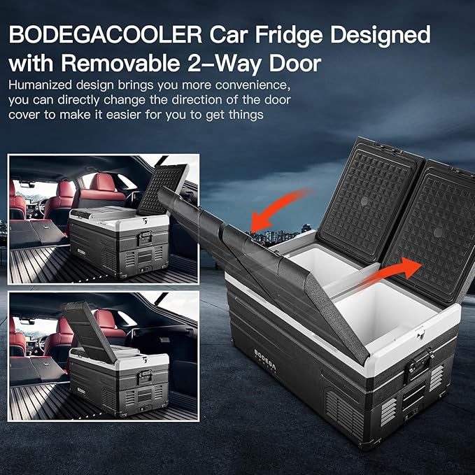 BODEGACOOLER 12 Volt Car Refrigerator, RV Car Fridge Dual Zone APP Control, Portable Freezer 95 Quart(90L) -4℉-68℉ RV Electric Compressor Cooler 12/24V DC and 100-240V AC for Outdoor,Camping,Travel