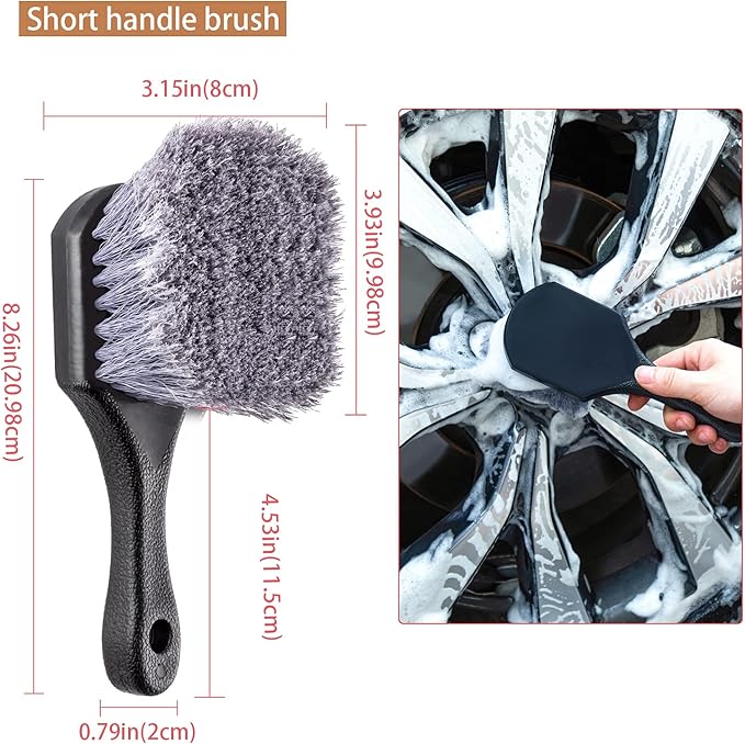 Nolimas 12Pcs Car Wheel & Tire Brush Kit,Including 17inch Long Wheel Brush,Short Handle Tire Brush,5pcs Detailing Brushes Kit & 3pcs Wire Brushes for Cleaning Car Wheels & Interior Exterior