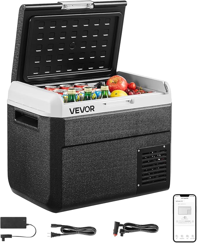 VEVOR 12 Volt Car Refrigerator, 31.7QT/30L Car Fridge, Portable Electric Cooler with -4℉~68℉ Adjustable Temperature, 12/24V DC and 100-240V AC Compressor Freezer for Outdoor, Camping, Travel, RV