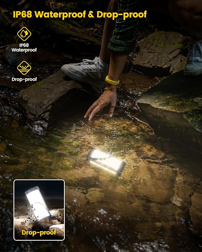 Glocusent 106 LED Camping Lantern Rechargeable, Up to 80Hrs, 5000mAh Lantern with 5 Brightness 3 Modes & SOS, IP68 Waterproof, Max 1200LM, Camping Light for Power Outages Hiking Emergency Hurricane
