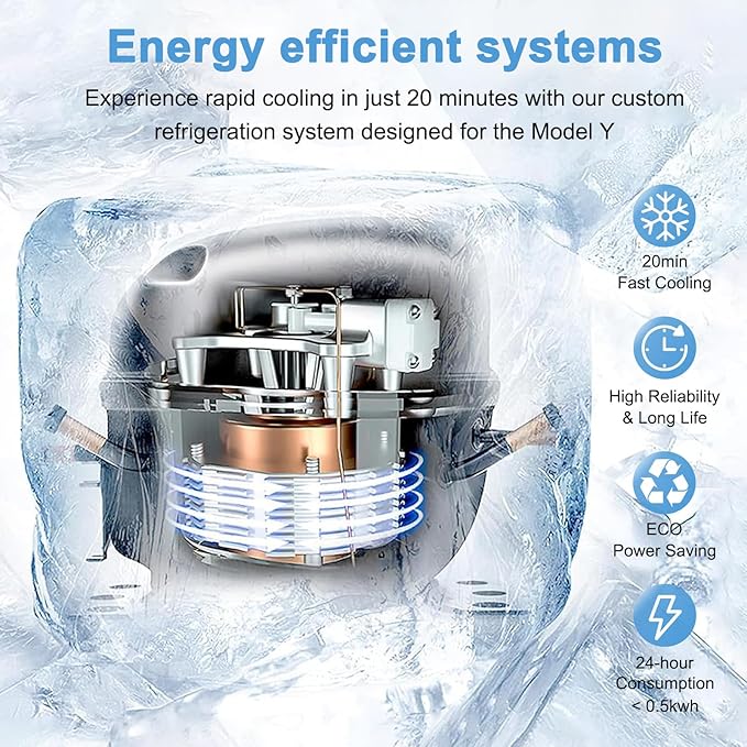 Car Refrigerator for Tesla Model Y 21-24, Model Y Junpier 2025+ 16L Capacity Trunk Car Fridge, -6°C Cooling, Portable Freezer Cooler for Camping, Outdoor Driving