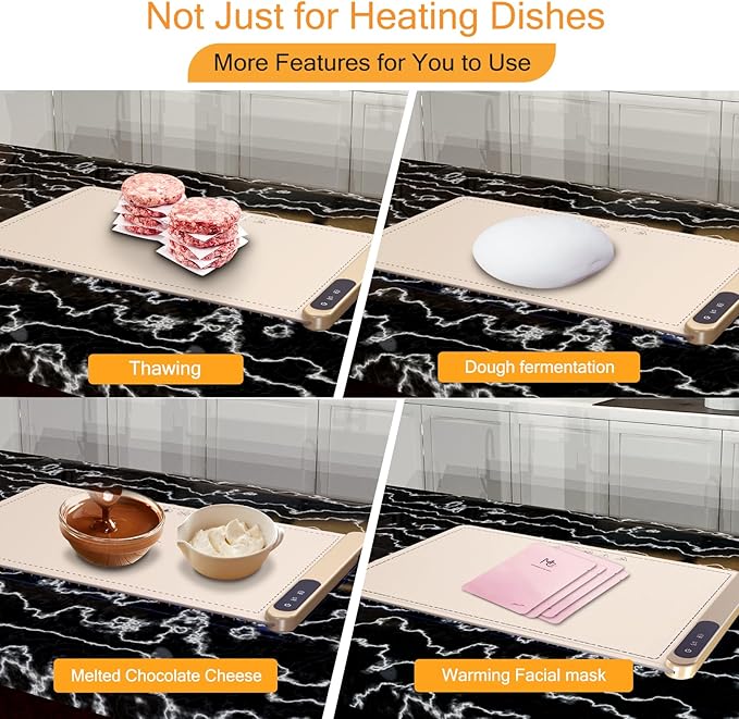 Upgrade Graphene Electric Warming Tray-Faster Heating Warming Mat for Food,Roll Up Silicone Food Warmer Mat with 6 Temperature Settings and Timing Function,Portable Food Warmers for Parties Buffet