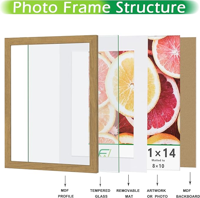 FrameWorks 2-Pack, 16x20 Matted to 11x14 Picture Frame, Golden Oak – Classic Wooden Photo Frame with Tempered Glass, Modern Matte Finish for Prints, Posters, Certificates & Wall Decor – Gallery-Ready