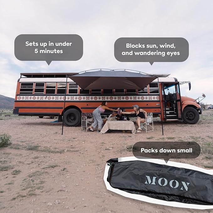 MoonShade Portable Vehicle Awning, Extra Large 12' x 9' Lightweight Canopy for Trucks, SUVs, Vans, Campers & Outdoor Adventures (Shadow Blue XL)