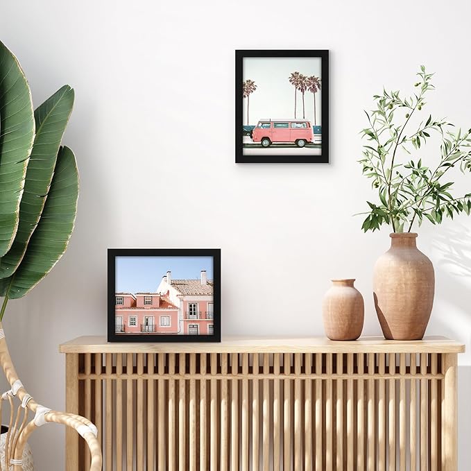 Americanflat 8x10 Picture Frame with Shatter-Resistant Glass - Set of 2 - Signature Collection - Gallery-Style Frames Made of Engineered Wood - Picture Frames for Tabletop and Wall Display - Black