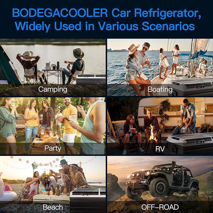 BODEGACOOLER 12 Volt Car Refrigerator, RV Car Fridge Dual Zone APP Control, Portable Freezer 95 Quart(90L) -4℉-68℉ RV Electric Compressor Cooler 12/24V DC and 100-240V AC for Outdoor,Camping,Travel