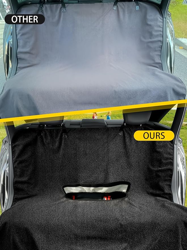 ZIMABLUE Terry Cloth Back Seat Cover Black Universal Waterproof Car Sport Towel Seat Cushion Non-Slip Sweat-Absorbent Towel Cloth Suitable for All Seasons Waterproof Beach Seat Cover Washable