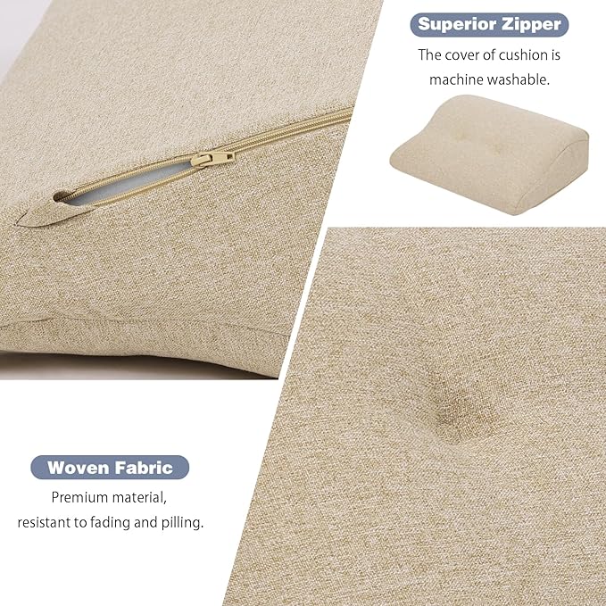 baibu Lumbar Support Pillow for Recliner, Large Memory Foam Dual-Layer Patent Design Back Support Cushion for Sofa & Gaming Chair, Ergonomic Lumbar Pillow with Machine Washable Cover, Beige