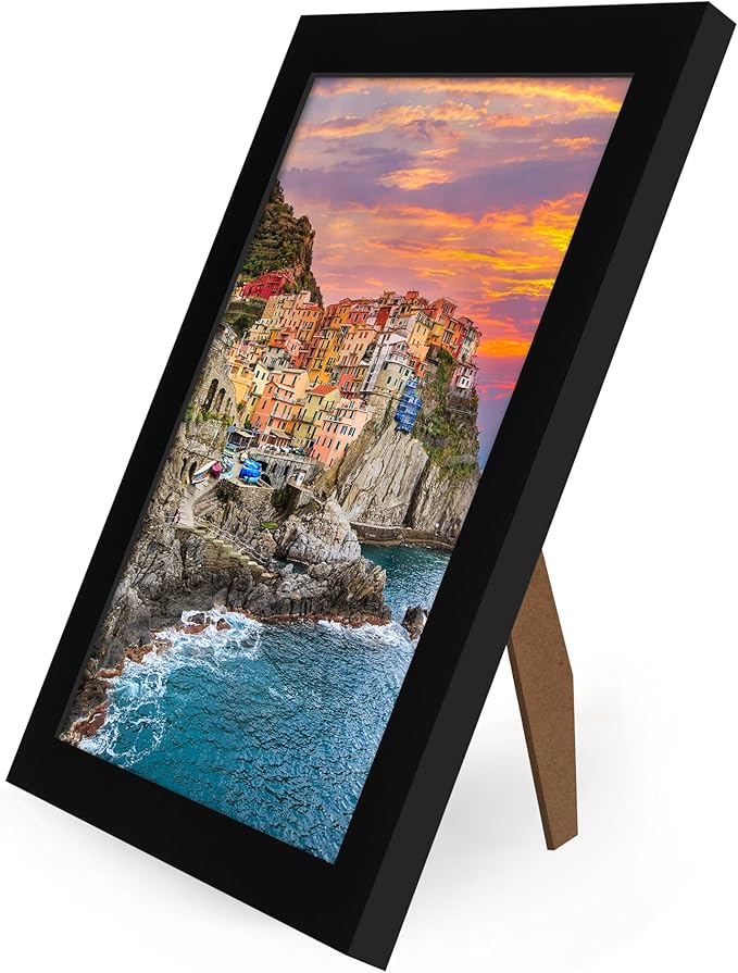 Americanflat 8x10 Picture Frame with Shatter-Resistant Glass - Set of 2 - Signature Collection - Gallery-Style Frames Made of Engineered Wood - Picture Frames for Tabletop and Wall Display - Black