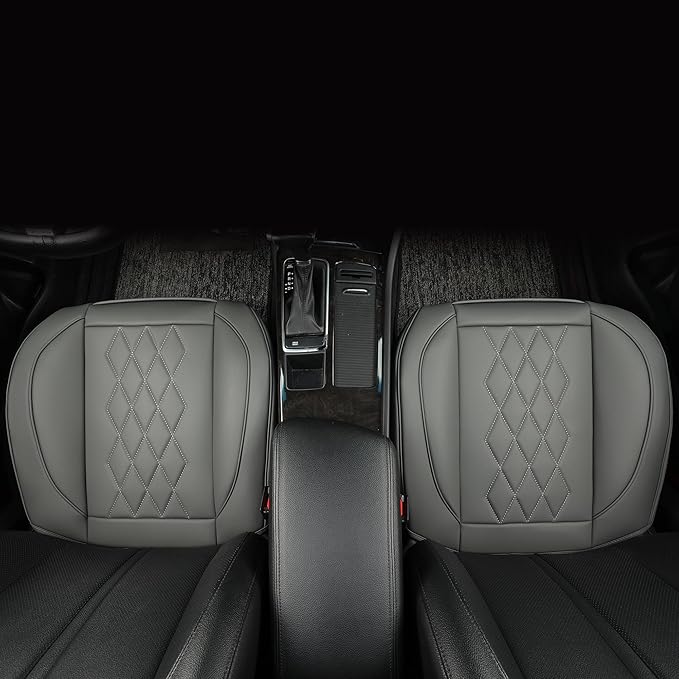 JOJOBAY Leather Car Seat Cover,Bottom Seat Covers for Cars,Front Seat Protector(Bottom),Fit for 95% of Vehicles - Padded,Anti-Slip(2 PC Front Pair,Grey)