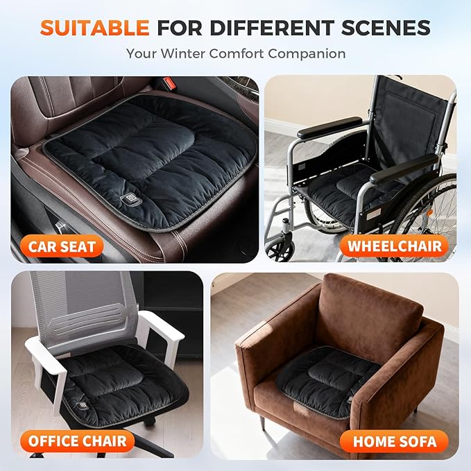 FLORICH Car Seat Cushion Winter Comfortable Seat Cushion for Cars Trucks SUV Van Office Home Wheelchair, Black
