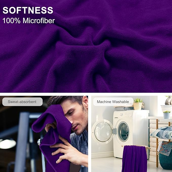 Car Seat Towel Cover, Universal Front Seat Protector for Cars, SUVs and Trucks, Sweat Towel Car Seat Cover for Gym, Yoga, Swimming, Pets and Family Travel, Profound Purple, 2 Pack