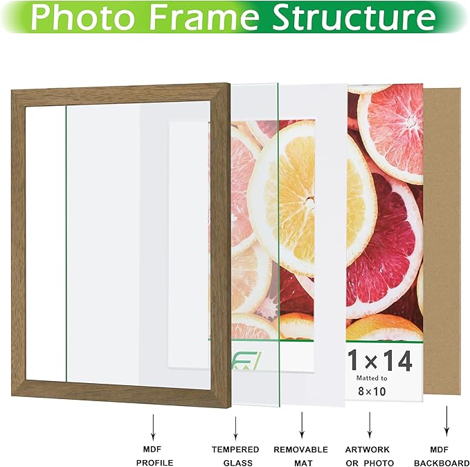 FrameWorks 2-Pack, 16x20 Matted to 11x14 Picture Frame, Dark Oak – Classic Wooden Photo Frame with Tempered Glass, Modern Matte Finish for Prints, Posters, Certificates & Wall Decor – Gallery-Ready