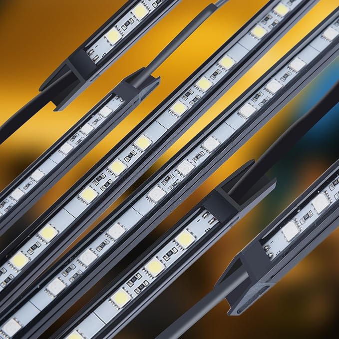12V LED Light Bar Kit, 2 Bars White & 2 Bars Amber Adjustable Brightness RV Camping Lights - Waterproof IP67, Magnetic & Velcro Mount, Portable Lighting for Tent, Car, Trailer, Boat, Truck, Off-Road