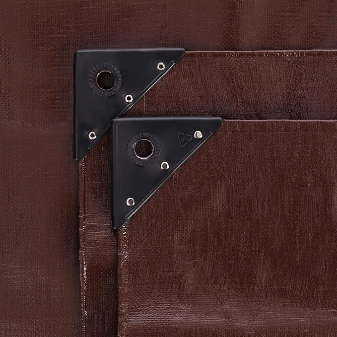 WHITEDUCK Super Heavy Duty Poly Tarp Cover 16 Mil & 10 Mil with Grommets and Reinforced Edges (Brown, White & Silver Black) (Brown- 16 Mil, 6' x 8')