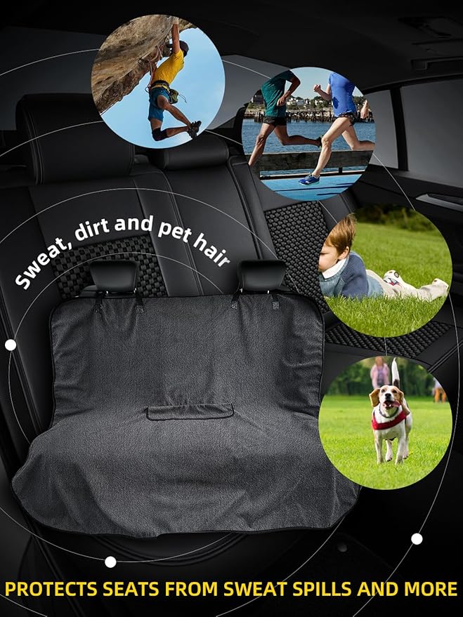 ZIMABLUE Terry Cloth Back Seat Cover Gray Universal Waterproof Car Sport Towel Seat Cushion Non-Slip Sweat-Absorbent Towel Cloth Suitable for All Seasons Waterproof Beach Seat Cover Washable