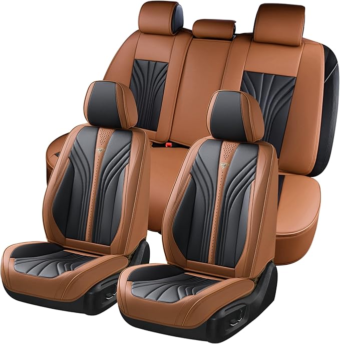 FLORICH Seat CoversFull Set, 5 Seats Universal Seat Covers for Cars, Nappa Leather Auto Seat Protectors, Front and Rear Seat Protector Car Seat Cushions Automotive Vehicle Cover for SUV Pick-up Truck