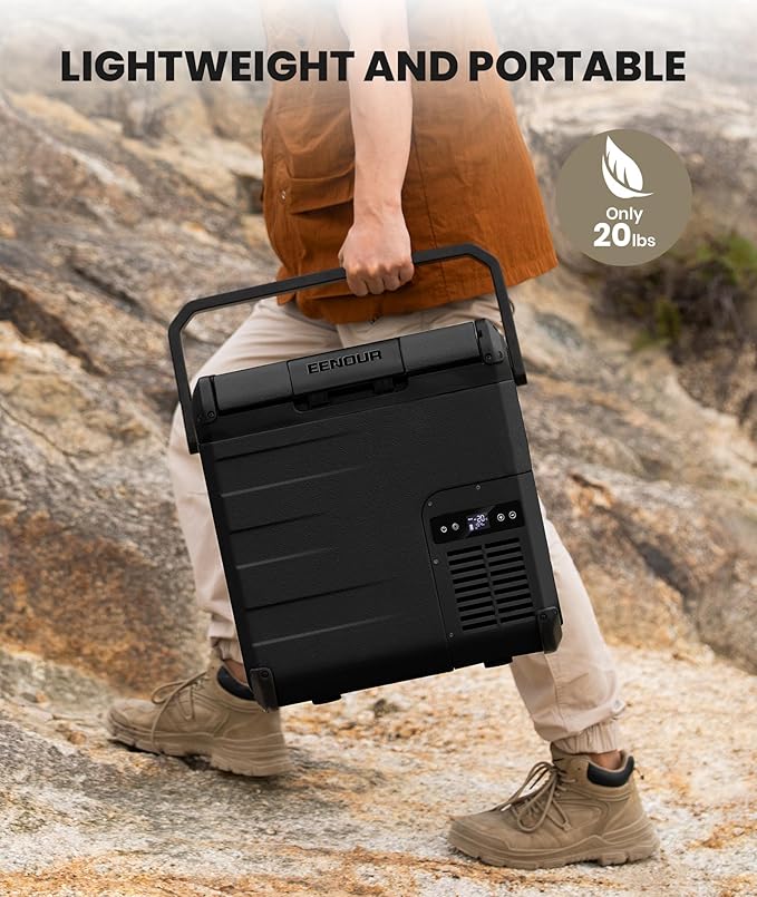 EENOUR D18 19Qt/18L 12V Car Refrigerator with Detachable Battery – Solar/AC/DC Powered Car Freezer, -4℉~50℉, Ultra-Quiet 12/24V Car Fridge for Camping, Road Trips, RV, Truck-Black