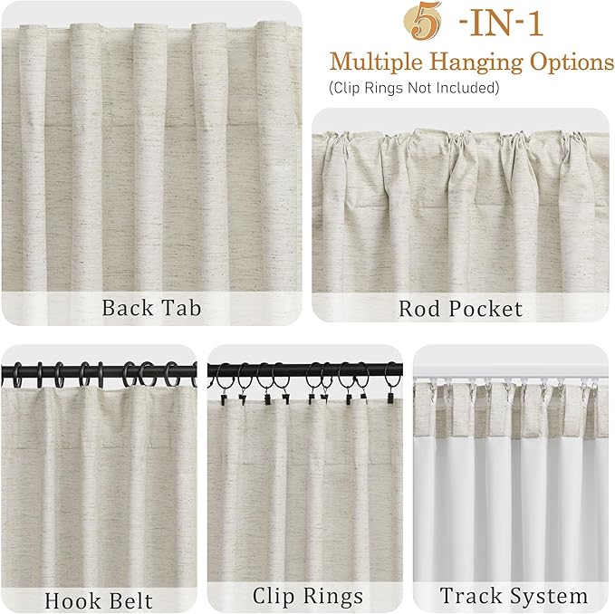 UHITECH Blackout Curtains 72 Inches Long for Bedroom 2 Panels Set 100% Black Out Curtain for Living Room Darkening Drapes Natural Beige Drapes Neutral Thermal Insulated