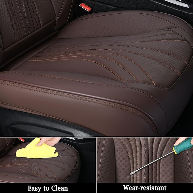 FLORICH Car Seat Covers, Leather Seat Covers Full Set, 5 Seats Universal Seat Covers for Cars, Waterproof Automotive Seat Protectors, Coffee Car Seat Cushions Car Accessories for Most Cars Trucks SUV