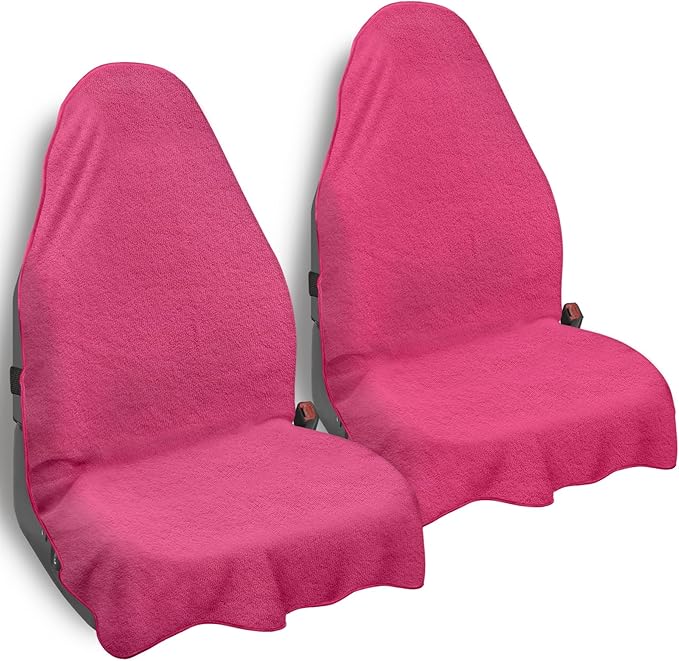 Car Seat Towel Cover, Universal Front Seat Protector for Cars, SUVs and Trucks, Sweat Towel Car Seat Cover for Gym, Yoga, Swimming, Pets and Family Travel, Dark Pink, 2 Pack