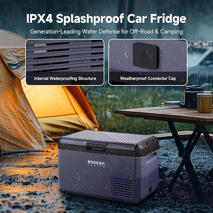 BODEGACOOLER 12 volt Car Refrigerator - Portable Freezer IPX4 Waterproof Car Fridge 42QT Electric Cooler Ultra-Quiet for Truck Van Camping Travel 12/24V DC 110~240 Volt AC,-4โ~68โ
