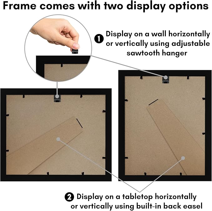 Americanflat 8x10 Picture Frame with Shatter-Resistant Glass - Set of 2 - Signature Collection - Gallery-Style Frames Made of Engineered Wood - Picture Frames for Tabletop and Wall Display - Black