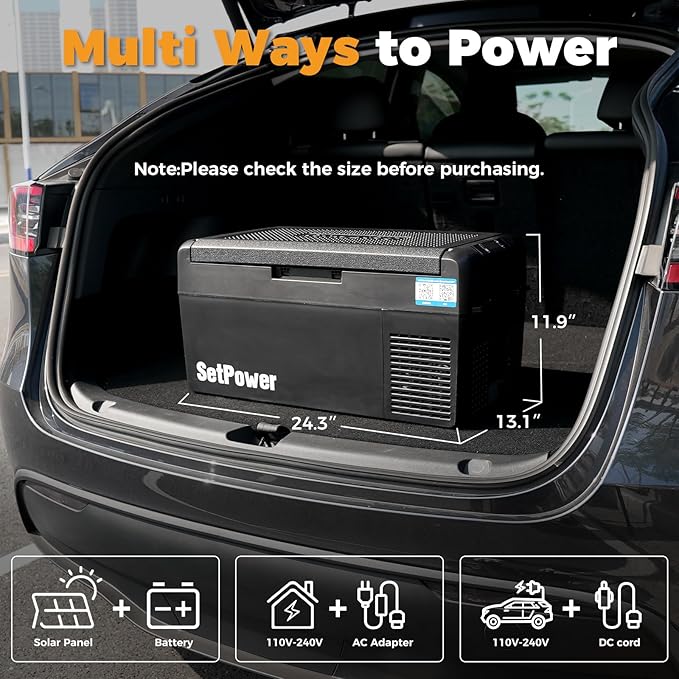 Setpower 12V Refrigerator 21 Quart Portable Freezer 50 Hours Keep Cool,Electric Cooler for Vehicles Car Refrigerator 12V Portable Fridge for Car Camping Truck Van RV SUV Road Trip Travel RF20