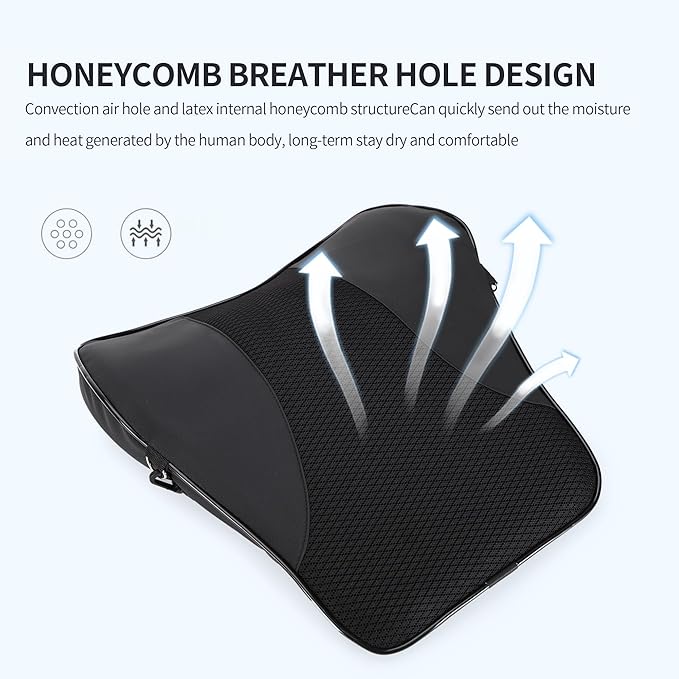 Lumbar Support and Car Neck Pillow for Office Chair and Car Seat ,Softness Memory Foam Erognomic Seat Cushion with Adjustable Strap,Comfortable Ergonomic Design (Black, Polyester)