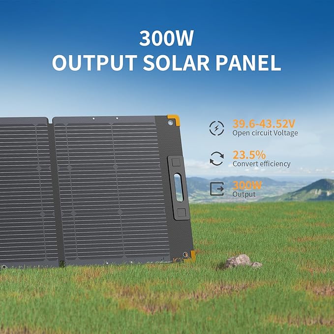 pecron 300 Watt Solar Panel, Portable Solar Panel for Power Station, High Efficiency Panel Foldable, IP67 Waterproof Power Supply for Camping, RV, Outdoor, Off Grid System