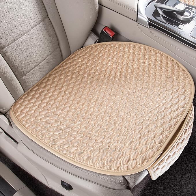Car Seat Covers Cushion Pad,2PCS Front Bottom Seat Covers for Cars,Super Breathable,Storage Bags,Anti-Slip,Universal Automotive Seat Covers Fit for Most Sedans SUV Pick-up(2Pcs Beige)