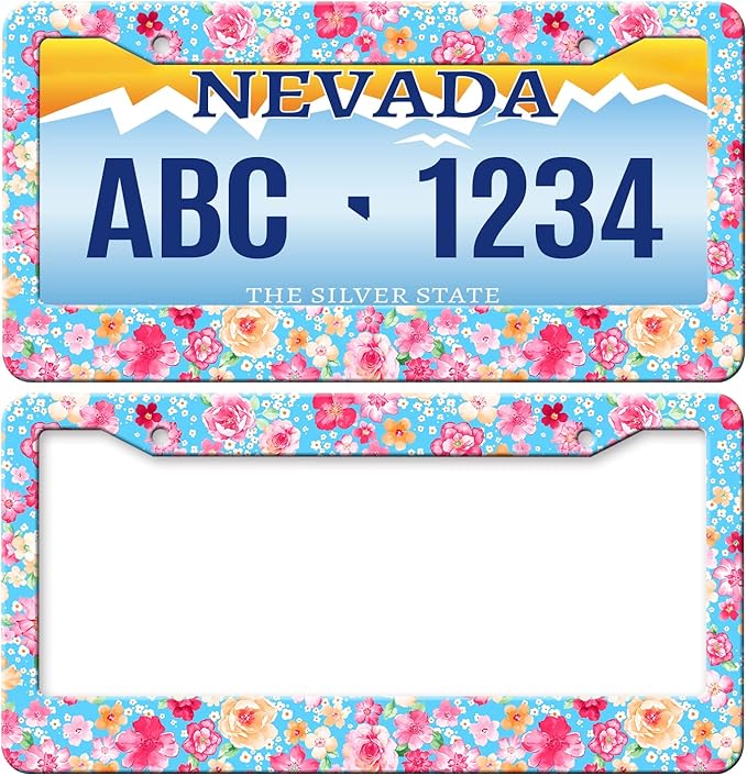 MIOAOSRT Watercolor Paisley Flowers License Plate Frame Beautiful Roses Peonies License Plate Cover Car Tag Holder Metal License Plate Frame Fits Standard U.S.Vehicles 12x6 Inch