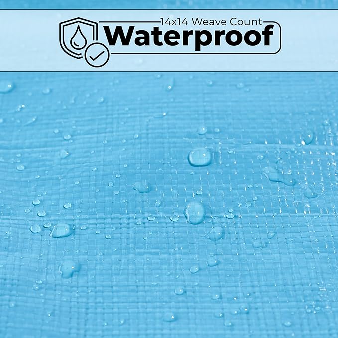 Tarps Heavy Duty Waterproof 20x30-12 mil Thick Camping Tent - Blue Tarp 20x30 UV Resistant, Rip & Tear Proof with Metal Grommets – Multipurpose Use for Camping, Tent, Boat, RV, Car, & Pool Cover