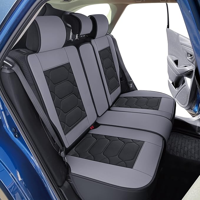 OASIS AUTO Custom Fit Seat Covers for Forester/Outback/Legacy/Impreza/Crosstrek 2010-2025, Waterproof Durable Faux Leather Seat Protector Cushion (Full Set, Gray)