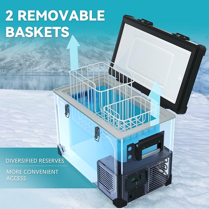 EUHOMY 12 Volt Refrigerator, 48QT Electric Cooler Powered by SECOP, Car Refrigerator -4℉~68℉, 12V Fridge 12/24V DC 110-240V AC, Portable Freezer for Camping, Boat,Travel