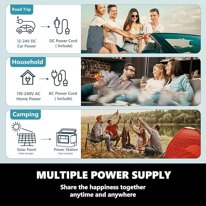 EUHOMY 12 Volt Refrigerator, 26 QT(25 L) Portable Freezer, Electric Cooler -4℉~68℉, 12V Car Fridge Reversible Door, Portable Freezer 12/24V DC & 100-240V AC for Camping, Truck, Travel
