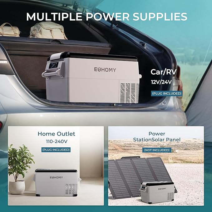 EUHOMY 12 Volt Refrigerator, 59QT(55L) Electric Cooler, 12V Fridge APP Control, 12V Cooler -4℉~68℉, Portable Freezer 12/24V DC 100-240V AC for Camping, Travel, Truck, Home
