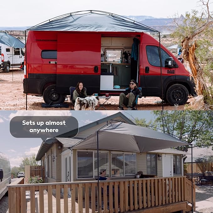 MoonShade Portable Vehicle Awning, Extra Large 12' x 9' Lightweight Canopy for Trucks, SUVs, Vans, Campers & Outdoor Adventures (Shadow Blue XL)