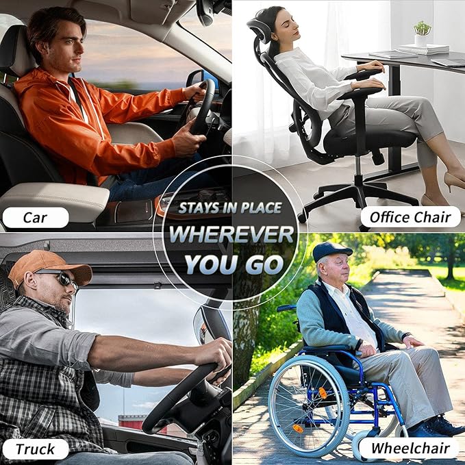 Wedge Car Seat Cushions for Driving, Adult Booster Seat Cushion for Car Truck Driver, Memory Foam Butt Cushion for Office Chair Wheelchair Home, Cloth Blue