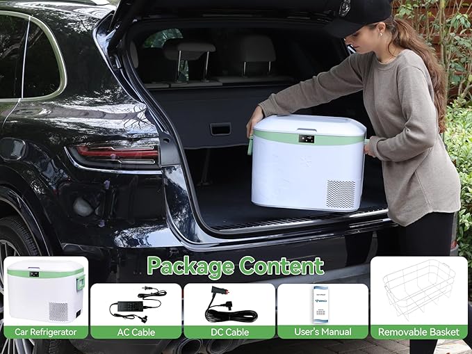 Car Refrigerator, Portable 12V Fridge 19 Qt (18 L) 12 Volt Freezer Compressor Cooler 12V/24V DC 110~240 V AC for Truck Van RV Camper SUV and Home Use -18℃~+15℃