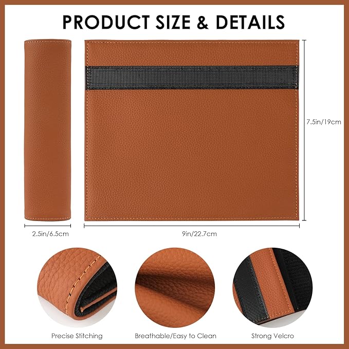 Car Seat Belt Covers for Adults Soft Leather Seatbelt Shoulder Pad Neck Cushion Protector Comfortable Driving Car Accessories Truck SUV Airplane Backpack (SC01Brown-9in-1Pack)