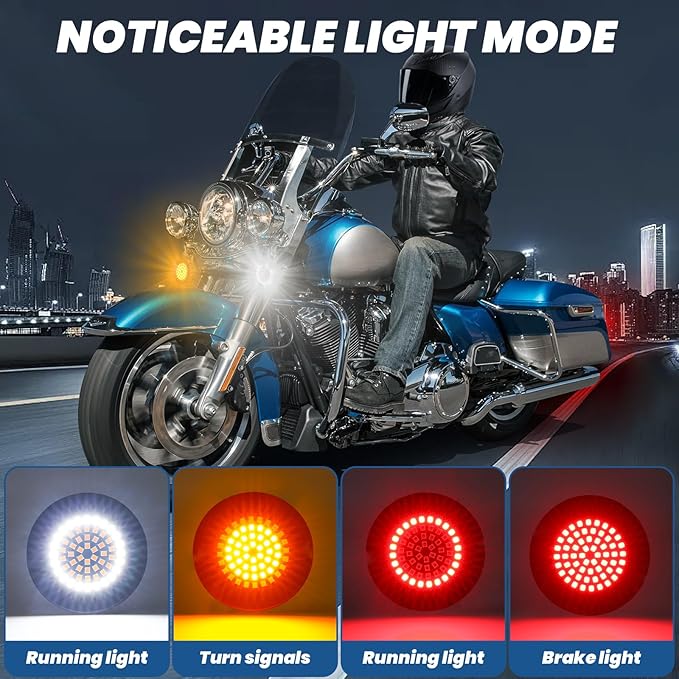 1157 LED Turn Signals 3 1/4", Front Rear Combo Set Flat Housing Led Light Fit for Harley Davidson Electra Glide Road King Softail Tour Glide Ultra Limited 1986-2025