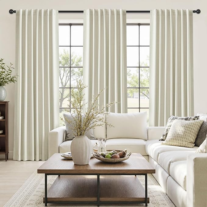 UHITECH Natural Beige Blackout Curtains 102 Inches Long 2 Panels Set Curtain for Bedroom 100% Black Out for Living Room Darkening Drapes Neutral Thermal Insulated