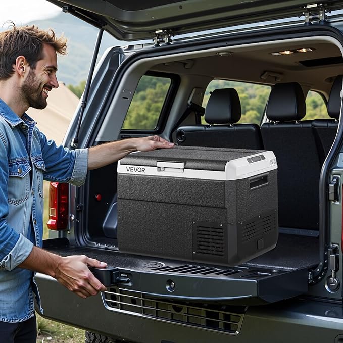 VEVOR 12 Volt Car Refrigerator, 52.8QT/50L Car Fridge, Portable Electric Cooler with -4℉~68℉ Adjustable Temperature, 12/24V DC and 100-240V AC Compressor Freezer for Outdoor, Camping, Travel, RV