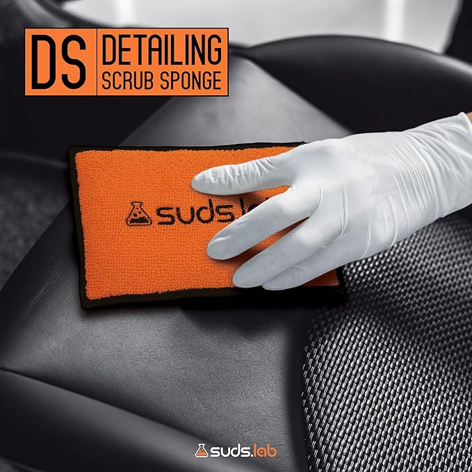 Suds Lab DS Microfiber Detailing Scrub Pad 3 Pack - Car Interior Cleaning & Detailing Microfiber Scrub Pads - Set of 3 - Safe On Leather, Vinyl, Plastic, Etc.
