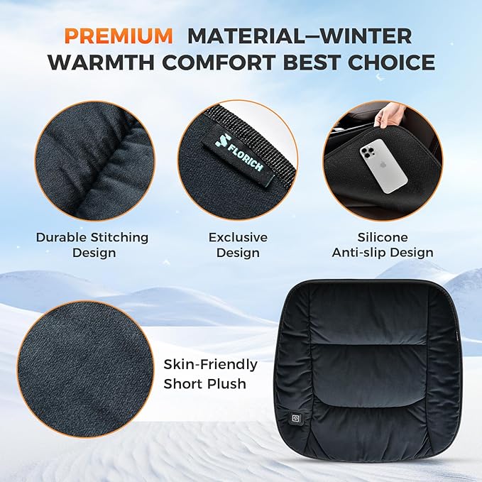 FLORICH Car Seat Cushion Winter Comfortable Seat Cushion for Cars Trucks SUV Van Office Home Wheelchair, Black
