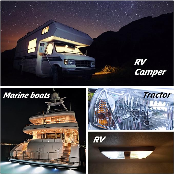 BA15S Led 12V Landscape RV Camper Interior Light Bulbs, 1156 1141 2700k Warm White,DC Bayonet Single Contact Base BA15S Bulbs for Marine Boat Trailer Lights,5 Pack