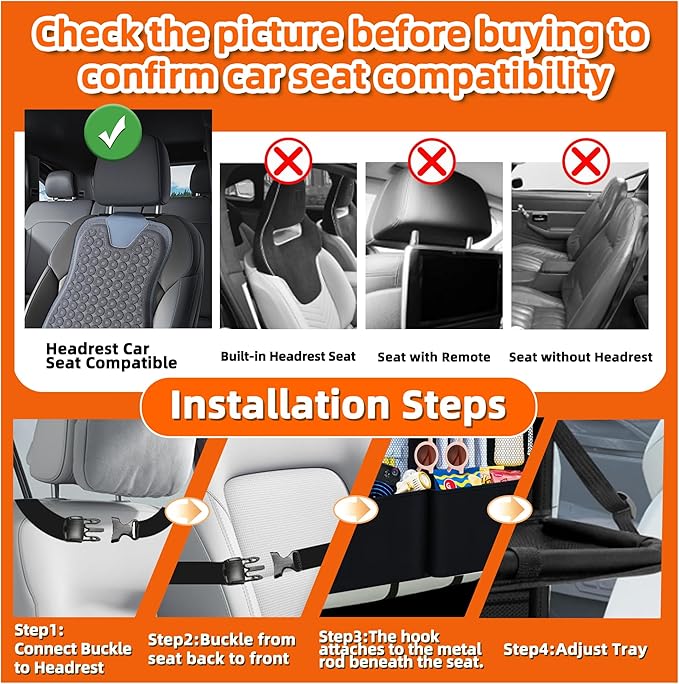 2 Pc Car Backseat Organizer with Foldable Food Tray,11+2 Storage Pockets with Tablet Holder &Cup Holder,Waterproof Kick Mats Backseat Protector Multipurpose Car Organizers Road Trip Essentials Gifts