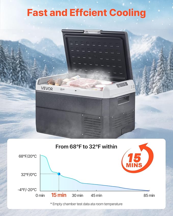 VEVOR 12 Volt Car Refrigerator, 42.3QT/40L Car Fridge, Portable Electric Cooler with -4℉~68℉ Adjustable Temperature, 12/24V DC and 100-240V AC Compressor Freezer for Outdoor, Camping, Travel, RV