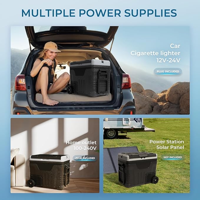 EUHOMY 12 Volt Refrigerator, 47QT(45L) Dual Zone Electric Cooler, Portable Freezer 12V/24V DC 110-240V AC, 12V Fridge -4℉~68℉, 12V Cooler with Wheels & Basket for Travel, Truck, Camping, Boat